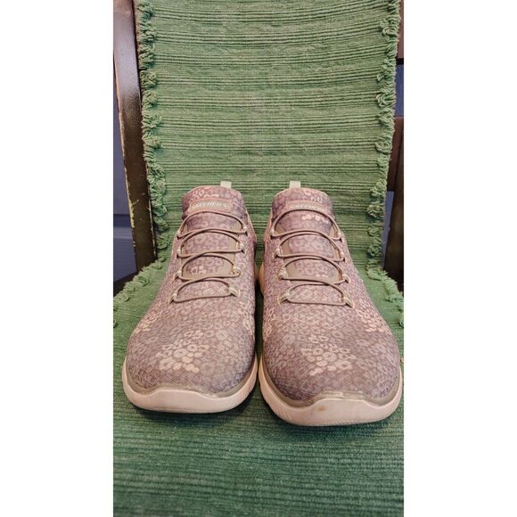 Skechers Summits Women's Gray Leopard Washable Bungee Lace Sneakers Size 9 - Picture 7 of 8